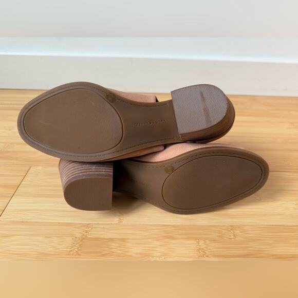 LUCKY BRAND WOMENS BARIMO PEEP TOE BOOTIES TAN LEATHER BLOCK HEEL 7.5 - Picture 7 of 10